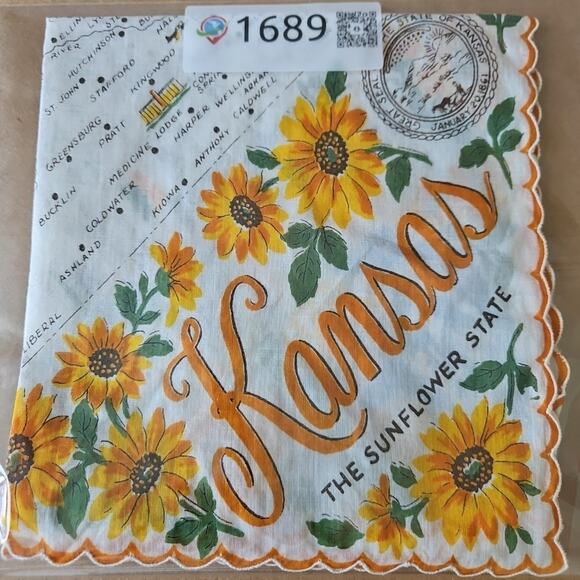 Vintage Hanky Handkerchief KENTUCKY State Capitol Map Sunflower Design Souvenir - Picture 12 of 12